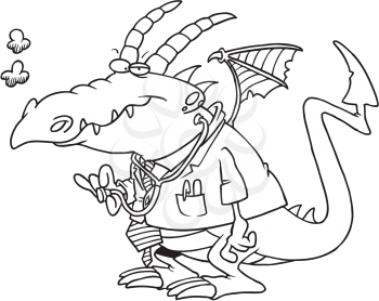 Royalty Free Clipart Image of a Dragon Doctor