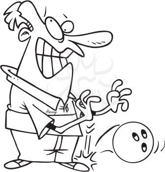 Royalty Free Clipart Image of a Man Dropping a Bowling Ball on His Foot