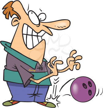 Royalty Free Clipart Image of a Man Dropping a Bowling Ball on His Toe