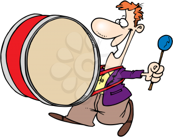 Royalty Free Clipart Image of a Man With a Bass Drum
