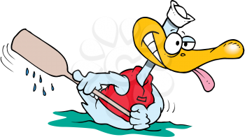 Royalty Free Clipart Image of a Paddling Duck