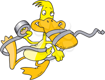 Royalty Free Clipart Image of a Duck Wrapped in Tape