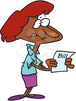 Royalty Free Clipart Image of a Black Woman Holding a Bill