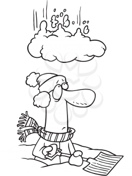 Royalty Free Clipart Image of a Man Getting Dumped on By Snow