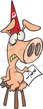 Royalty Free Clipart Image of a Dunce Pig