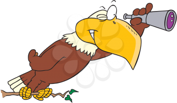 Royalty Free Clipart Image of an Eagle With a Telescope