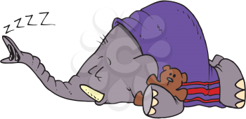 Royalty Free Clipart Image of a Sleeping Elephant