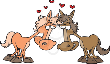 Royalty Free Clipart Image of Two Horses in Love