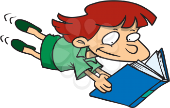 Royalty Free Clipart Image of a Girl Reading a Book