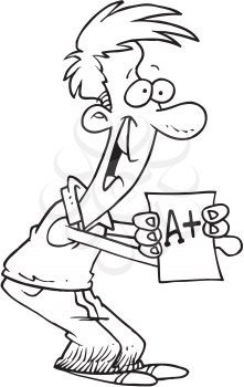 Royalty Free Clipart Image of a Man With an A Plus