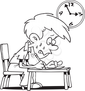Royalty Free Clipart Image of a Student Writing an Exam
