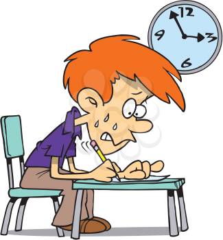 Royalty Free Clipart Image of a Student Writing an Exam