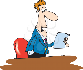 Royalty Free Clipart Image of a Man Reading From a Piece of Paper