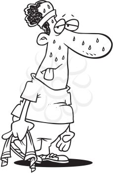Royalty Free Clipart Image of a Sweating Man