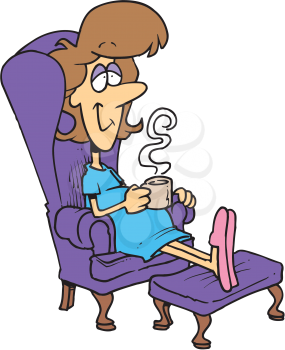 Royalty Free Clipart Image of a Pregnant Woman Relaxing With a Coffee