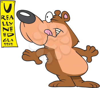 Royalty Free Clipart Image of a Bear Taking an Eye Test