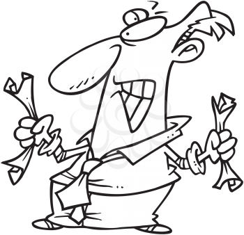 Royalty Free Clipart Image of a Man Ripping Paper