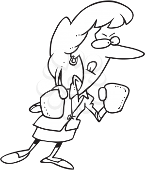 Royalty Free Clipart Image of a Woman Wearing Boxing Gloves