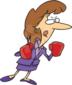 Royalty Free Clipart Image of a Woman With Boxing Gloves
