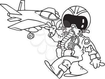 Royalty Free Clipart Image of a Fighter Pilot