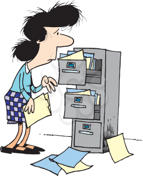 Royalty Free Clipart Image of a Woman Filing