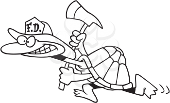 Royalty Free Clipart Image of a Fiefighting Turtle