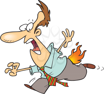 Royalty Free Clipart Image of a Man With His Pants On Fire