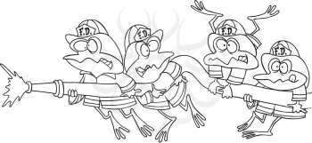 Royalty Free Clipart Image of Firefighting Frogs