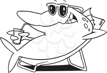 Royalty Free Clipart Image of a Fish in a Lounger