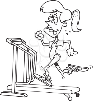Royalty Free Clipart Image of a Woman on a Treadmill