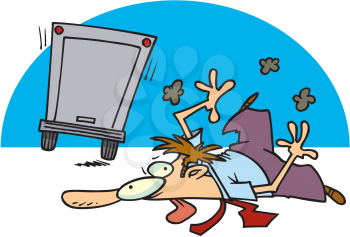 Royalty Free Clipart Image of a Man Flattened By a Truck