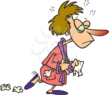 Royalty Free Clipart Image of a Woman With the Flu