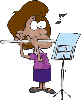 Royalty Free Clipart Image of a Woman Playing the Flute