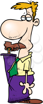 Royalty Free Clipart Image of a Man With His Foot in His Mouth