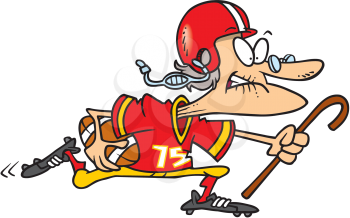 Royalty Free Clipart Image of a Football Playing Granny