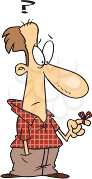 Royalty Free Clipart Image of a Man With a String Tied to His Finger