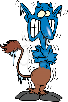 Royalty Free Clipart Image of a Freezing Faun
