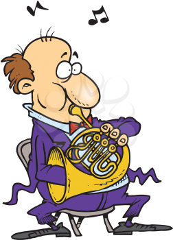 Royalty Free Clipart Image of a Man Playing a French Horn