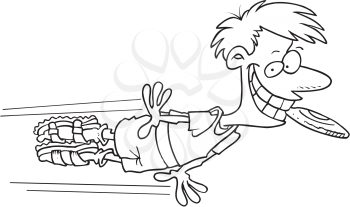 Royalty Free Clipart Image of a Boy Catching a Frisbee
