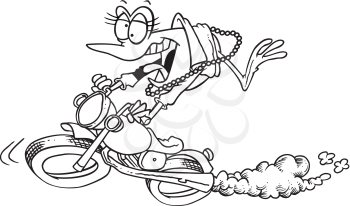 Royalty Free Clipart Image of a Frog on a Motorcycle