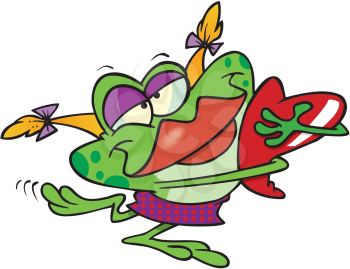 Royalty Free Clipart Image of a Frog Holding a Heart