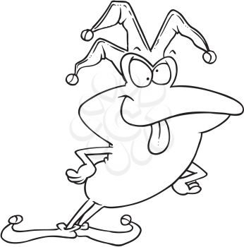 Royalty Free Clipart Image of a Frog  Wearing a Jester's Hat