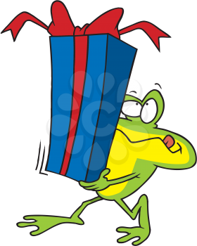 Royalty Free Clipart Image of a Frog With a Gift