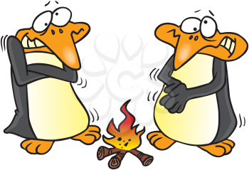 Royalty Free Clipart Image of Shivering Penguins
