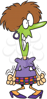Royalty Free Clipart Image of a Woman Turning Green