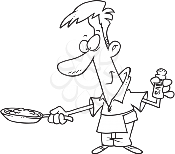Royalty Free Clipart Image of a Man With a Frying Pan