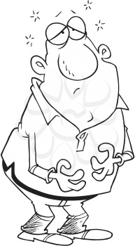 Royalty Free Clipart Image of a Man Holding His Stomach