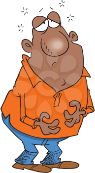 Royalty Free Clipart Image of a Man Holding His Stomach