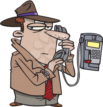 Royalty Free Clipart Image of a Man Talking on a Telephone