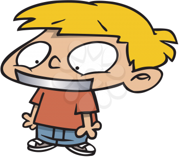 Royalty Free Clipart Image of a Boy With His Mouth Taped